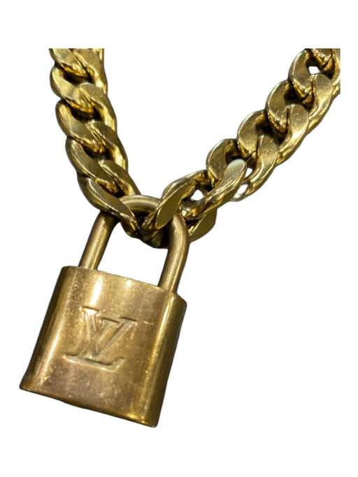 Louis Viuton Gold Metal Brass Padlock Chuky Short Necklace Gold