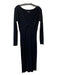 Intermix Size M Black Viscose Blend Ribbed Long Sleeve V Neck Dress Black / M