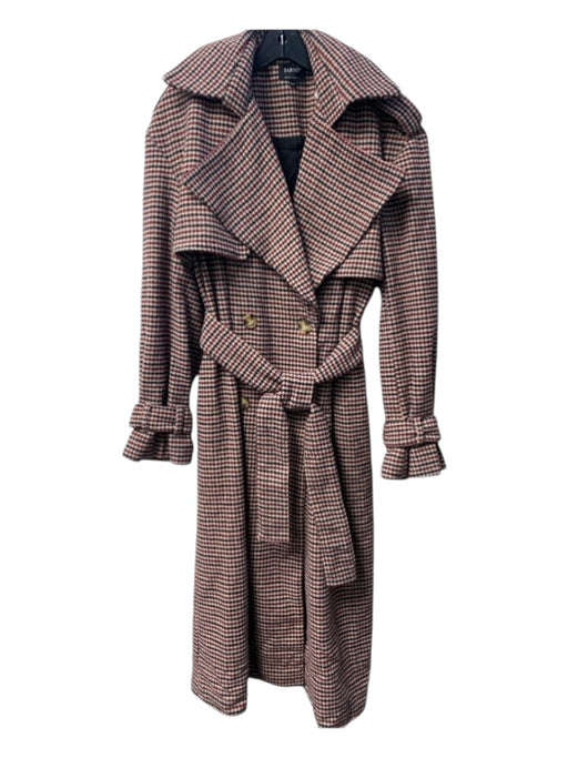 Bardot Size S Burgundy & Black Polyester Wool Trench Belt attached Coat Burgundy & Black / S