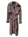 Bardot Size S Burgundy & Black Polyester Wool Trench Belt attached Coat Burgundy & Black / S