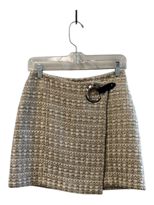 Louis Vuitton Size 36 Gold & Ivory Viscose Blend Wrap Front Tweed Skirt Gold & Ivory / 36