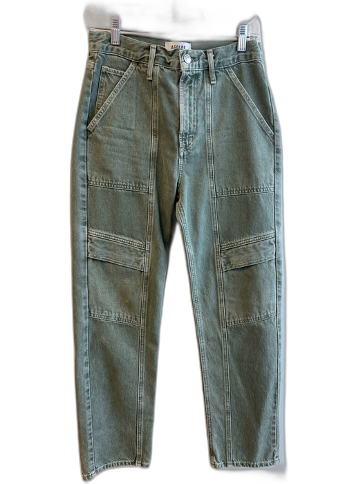 Agolde Size 25 Green 100% Organic Cotton Denim Faded Painters Pockets Jeans Green / 25