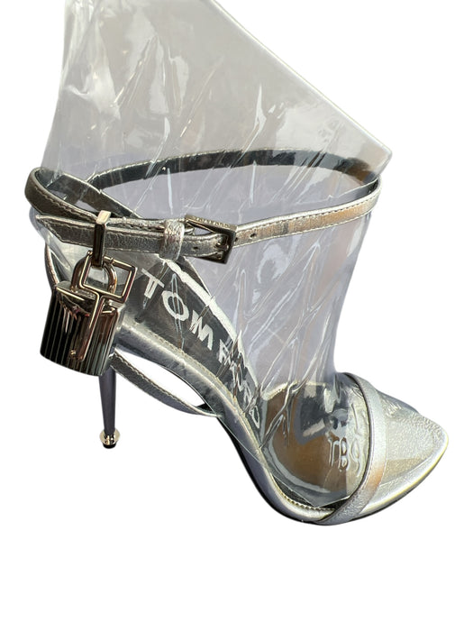 Tom Ford Shoe Size 38.5 Silver Laminated Nappa Leather Silver Tone Accent Shoes Silver / 38.5