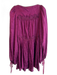 For Love & Lemons Size S Plum Rayon Tie V Neck Long Sleeve Lace Detail Dress Plum / S