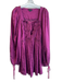 For Love & Lemons Size S Plum Rayon Tie V Neck Long Sleeve Lace Detail Dress Plum / S