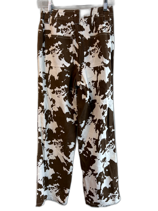 Paper Moon Size S Brown & Cream Cotton Cow Print High Rise Zip Fly Pants Brown & Cream / S