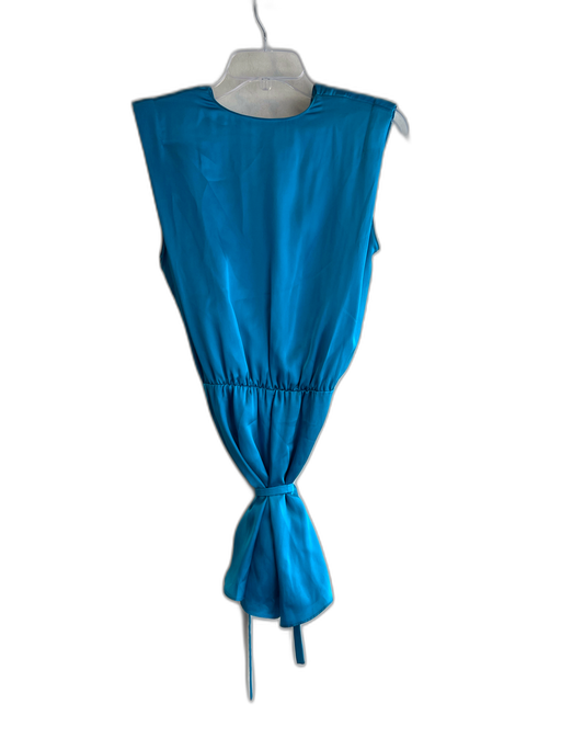 Amanda Uprichard Size S Blue Silk Short Sleeve V Neck Pockets Shorts Romper Blue / S