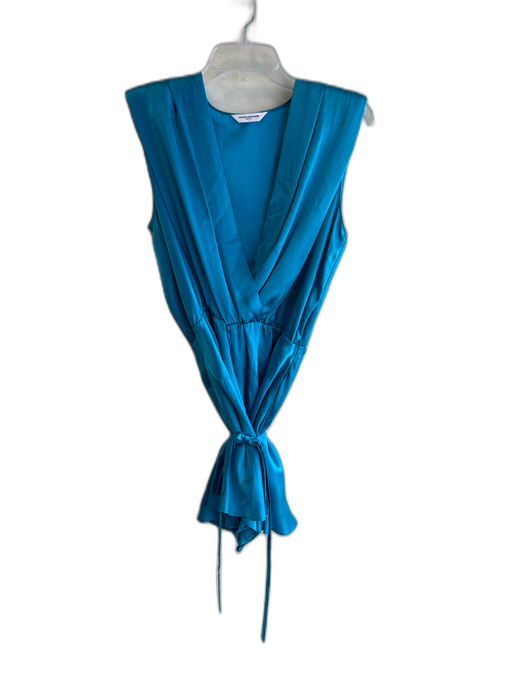 Amanda Uprichard Size S Blue Silk Short Sleeve V Neck Pockets Shorts Romper Blue / S