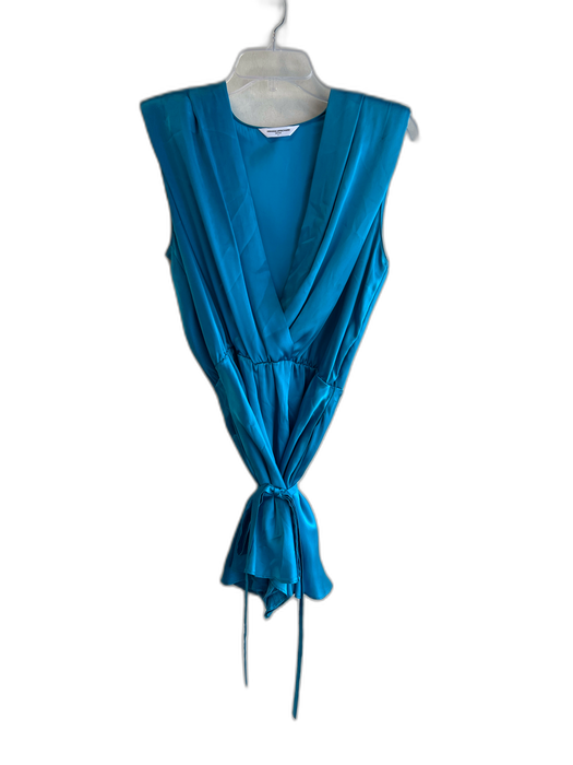 Amanda Uprichard Size S Blue Silk Short Sleeve V Neck Pockets Shorts Romper Blue / S