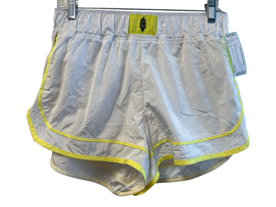 Free People Movement Size S White & yellow Nylon Stripe Above Knee Shorts White & yellow / S