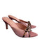 Butrich Shoe Size 38 Pink Leather Pointed Peep Toe Bow Detail Kitten Heel Shoes Pink / 38