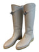 Hermes Shoe Size 38 Warm Gray Leather Silver Hardware Knee High Almond Toe Boots Warm Gray / 38