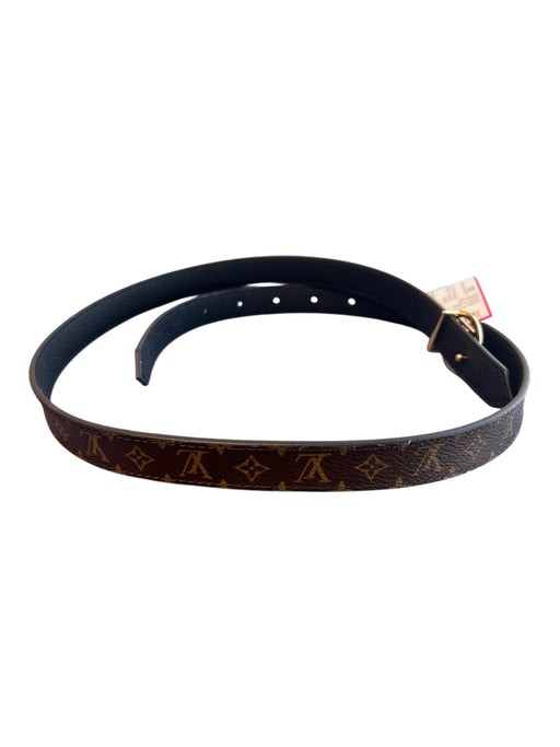 Louis Vuitton Brown Leather Logo Print Gold Hardware Thin Belts Brown / 32