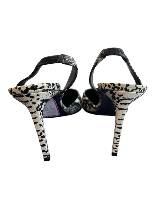 Saint Laurent Shoe Size 38 White & Black Leather Pointed Toe Animal Print Shoes White & Black / 38