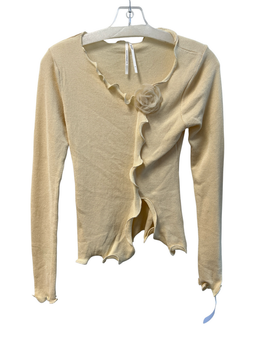 By Anthropologie Size S Yellow Rayon & Polyester lettuce edge Long Sleeve Top Yellow / S