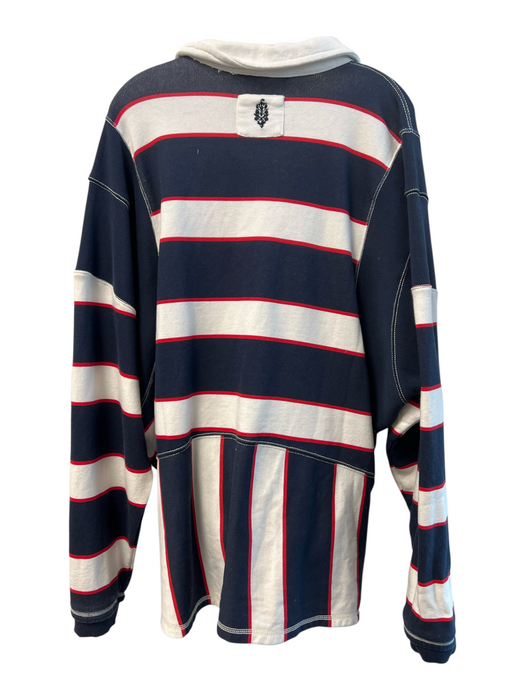 Free People Movement Size M red white & blue Cotton Blend V Neck Sweatshirt red white & blue / M
