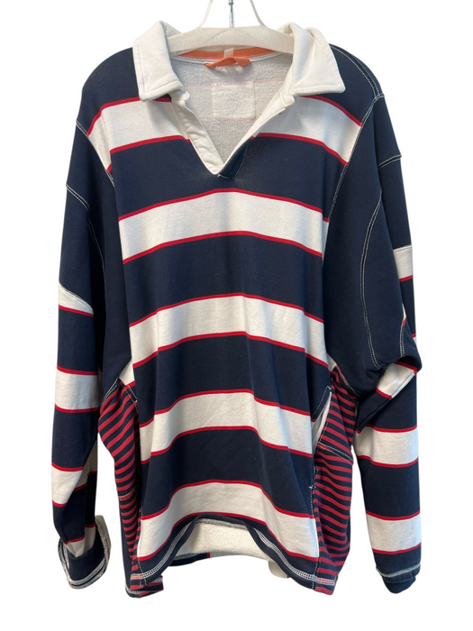 Free People Movement Size M red white & blue Cotton Blend V Neck Sweatshirt red white & blue / M