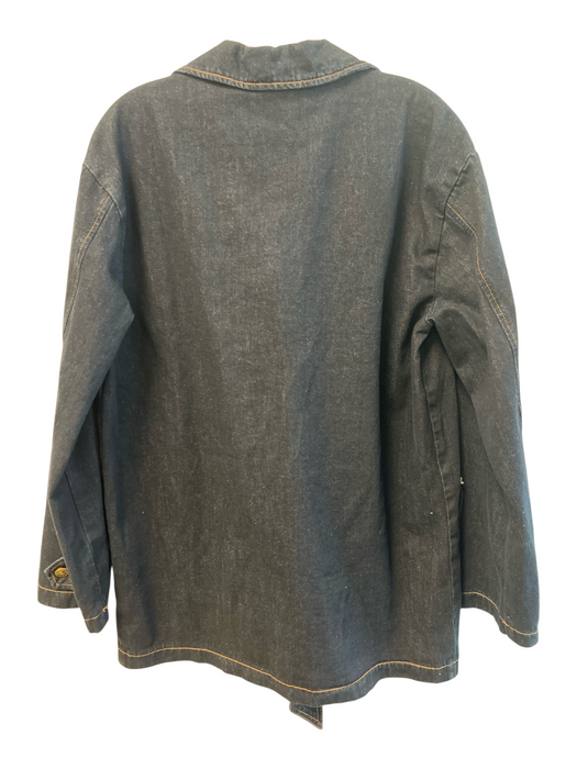 Lioness Size S Dark Wash Cotton Denim Button Down Long Sleeve 4 Pocket Jacket Dark Wash / S