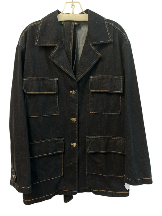 Lioness Size S Dark Wash Cotton Denim Button Down Long Sleeve 4 Pocket Jacket Dark Wash / S