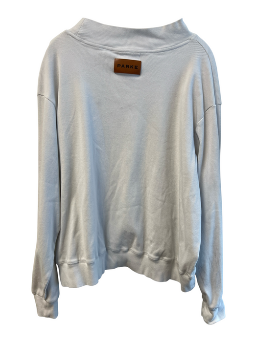 Parke Size L/XL White Cotton Round Neck Long Sleeve Ribbed Knit Sweatshirt White / L/XL
