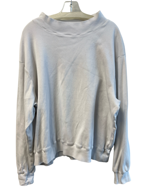 Parke Size L/XL White Cotton Round Neck Long Sleeve Ribbed Knit Sweatshirt White / L/XL