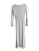 WISKII Size Medium White Lycra Ribbed Long Sleeve V Neck Flower Detail Dress White / Medium