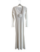 WISKII Size Medium White Lycra Ribbed Long Sleeve V Neck Flower Detail Dress White / Medium