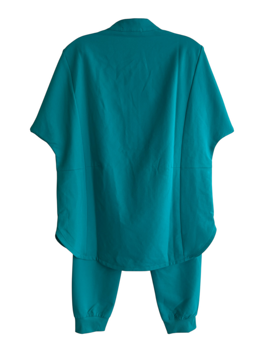 Figs Size S/M Green Polyester Blend Short Sleeve Half Zip Pants Set Green / S/M