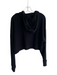 Alo Size Medium Black Polyester Blend Ribbed Hood Long Sleeve Pull Over Top Black / Medium