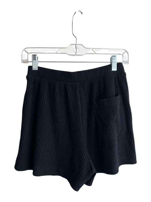 Alo Size XS Black Polyester Blend Ribbed Stretch Waist Back Pocket Shorts Black / XS