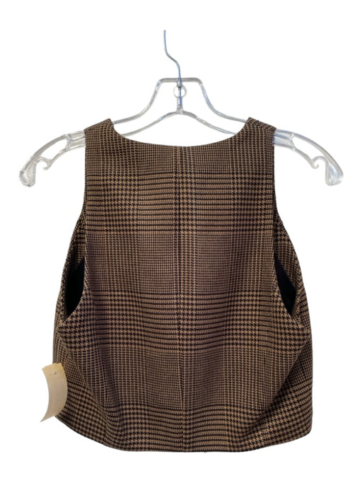 Alice & Olivia Size 4 Brown & Black Polyester Vest Front Buttons V Neck Top Brown & Black / 4