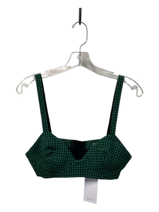 Lovers + Friends Size Small Green & Black Polyester Checked Button Straps Bra Green & Black / Small
