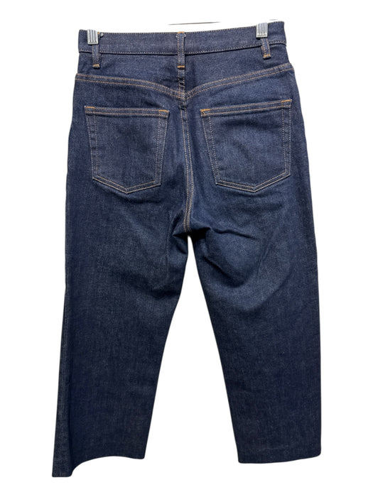 A.P.C Size 26 Dark Wash Cotton Denim High Rise Contrast Stiching Cropped Jeans Dark Wash / 26