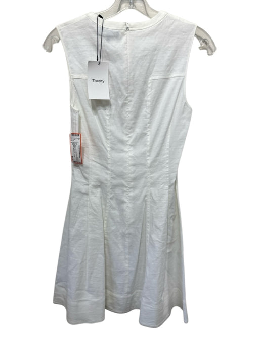 Theory Size 0 White Linen & Viscose Sleeveless Paneled Midi Dress White / 0