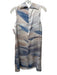 Peserico Size 38 Cream & Blue Polyester Sleeveless Abstract Print Foldover Dress Cream & Blue / 38