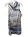 Peserico Size 38 Cream & Blue Polyester Sleeveless Abstract Print Foldover Dress Cream & Blue / 38
