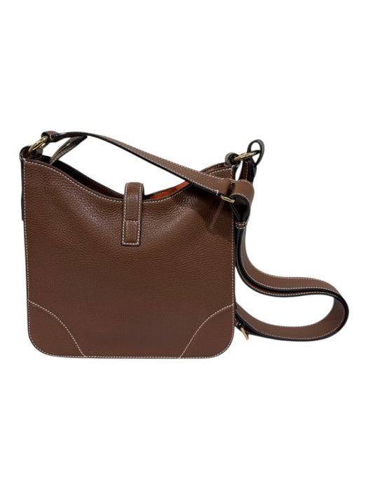 Bally Brown Pebble Leather Gold hardware Crossbody Strap Braid Detail Bag Brown / S