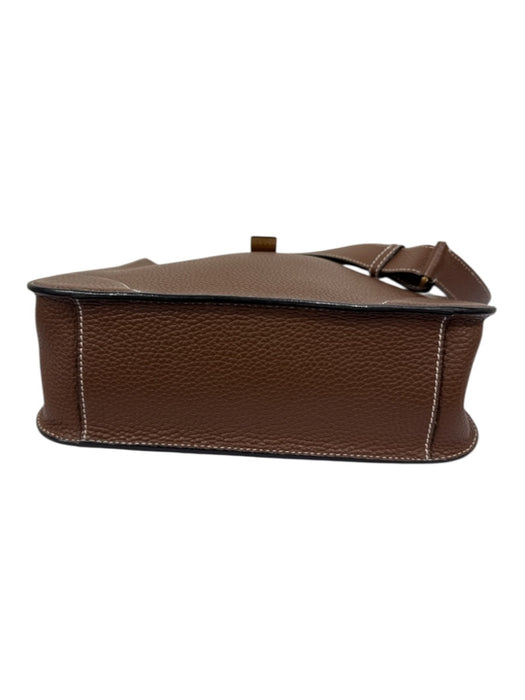 Bally Brown Pebble Leather Gold hardware Crossbody Strap Braid Detail Bag Brown / S