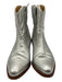 Free People Shoe Size 37 Silver Pebbled Leather Pointed Toe Stacked Heel Booties Silver / 37