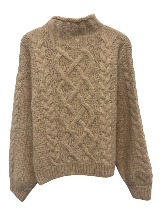 Nation Los Angeles Size M Beige Alpaca Blend Cable Knit Mock Neck Sweater Beige / M
