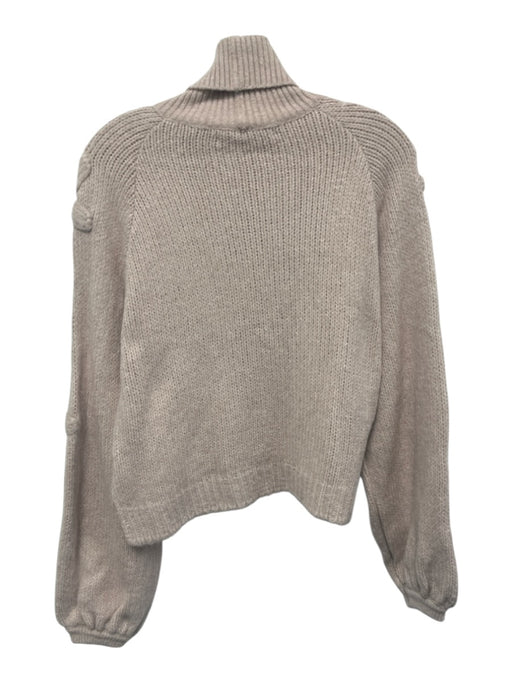 Maria Pavan Size P Light Pink Acrylic Blend Floral Knit Turtleneck Crop Sweater Light Pink / P