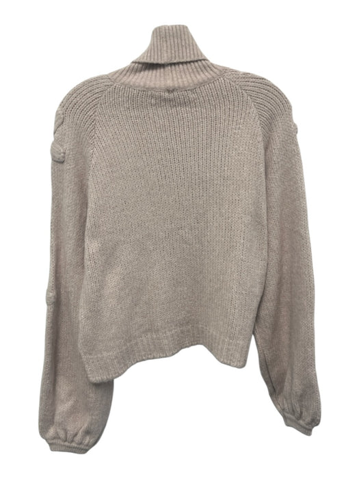 Maria Pavan Size P Light Pink Acrylic Blend Floral Knit Turtleneck Crop Sweater Light Pink / P