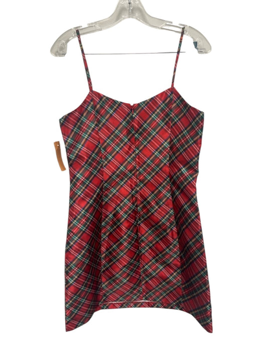 Flora Bea Size S Red, Green & Black Polyester Taffeta Plaid Dress Red, Green & Black / S
