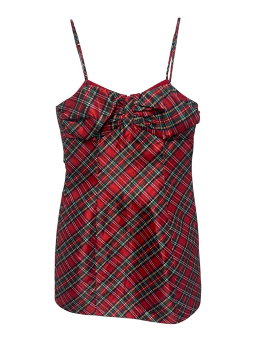 Flora Bea Size S Red, Green & Black Polyester Taffeta Plaid Dress Red, Green & Black / S