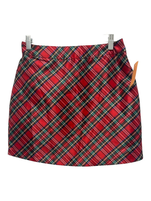 Flora Bea Size S Red, Green & Black Polyester Taffeta Plaid Back Zip Mini Skirt Red, Green & Black / S