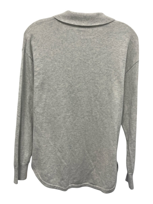 J. Society Size S Light Gray Cotton Heathered Knit Button Up Sweater Top Light Gray / S