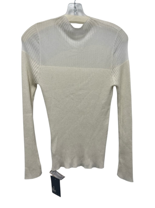 Jessie Liu Size M Cream White Acrylic Blend Ribbed Knit Sheer Detail Sweater Cream White / M