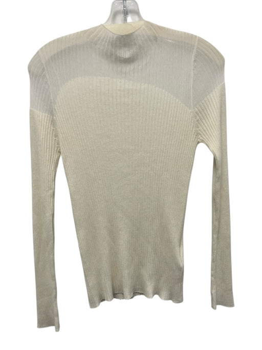 Jessie Liu Size M Cream White Acrylic Blend Ribbed Knit Sheer Detail Sweater Cream White / M