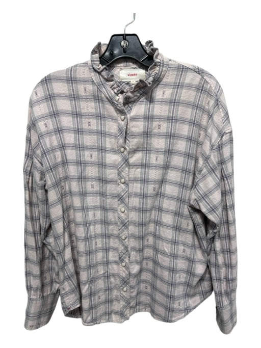 XiRENA Size XS Pink, Blue & Purple Cotton Plaid Long Sleeve Button Up Top Pink, Blue & Purple / XS