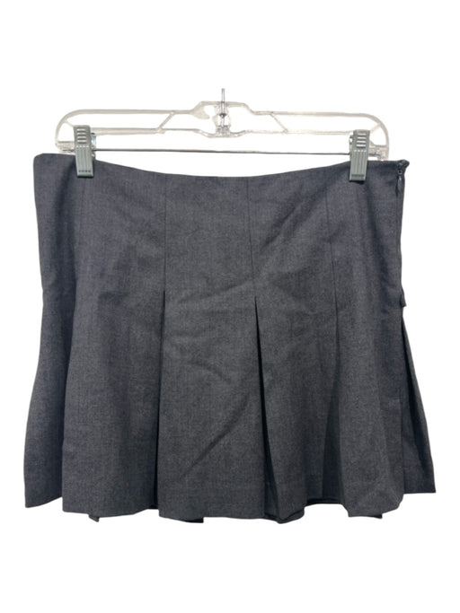 Theory Size 8 Gray Wool Micro Chain Side Zip Pleated Skirt Gray / 8